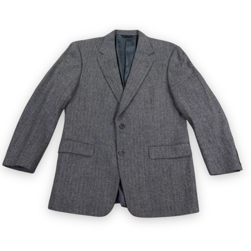 VTG Burberry London Wool Cashmere Blazer Mens 40R Herringbone USA Union